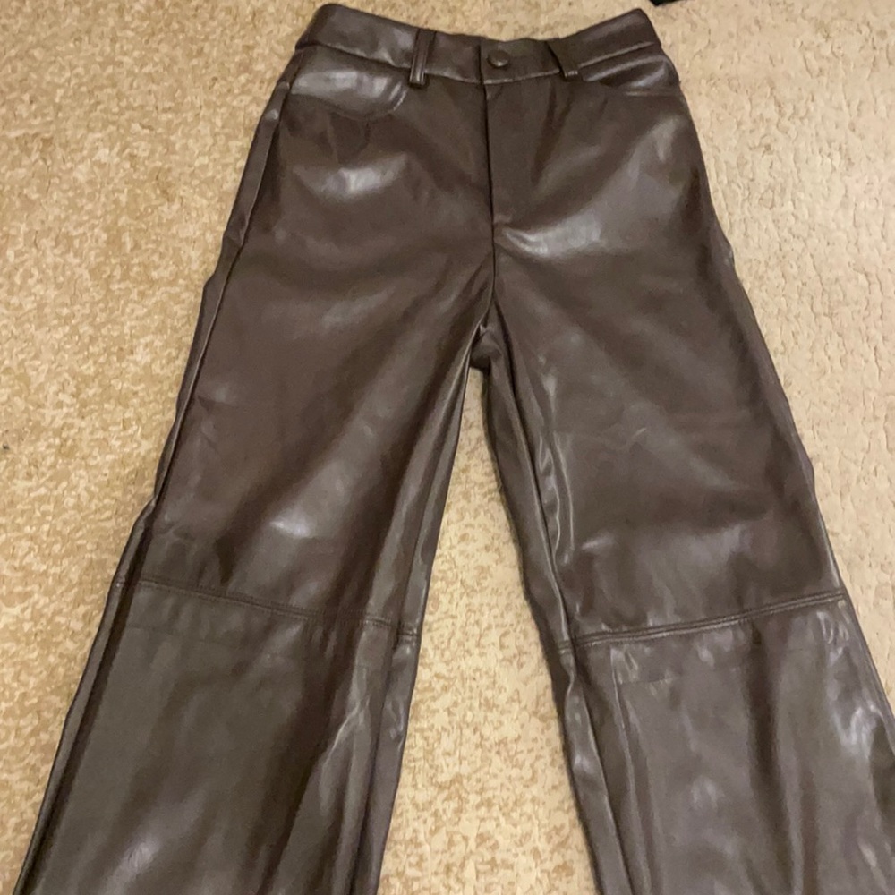 Brown leather pants